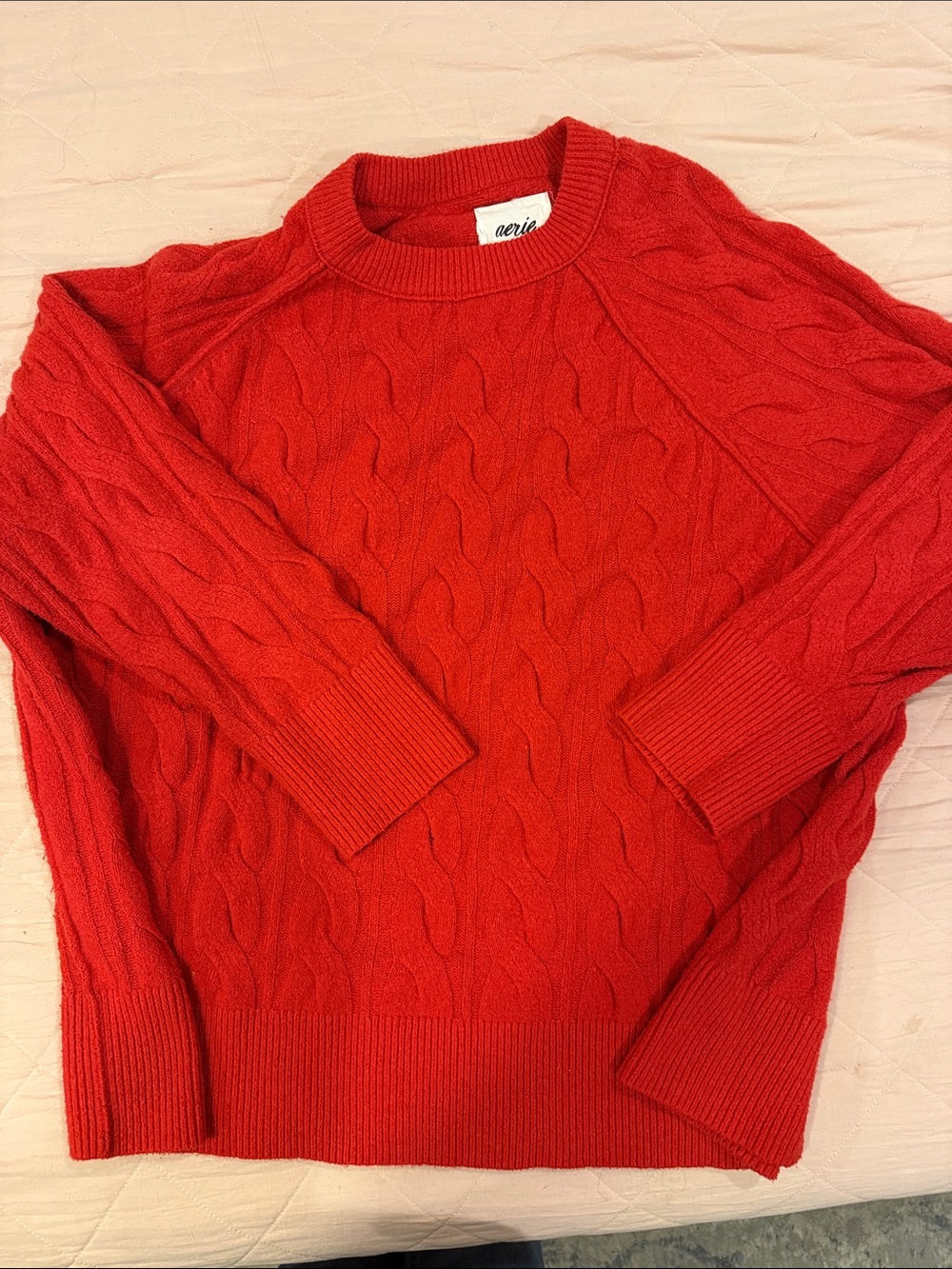 Aerie Red Cable-Knit Pullover Sweater